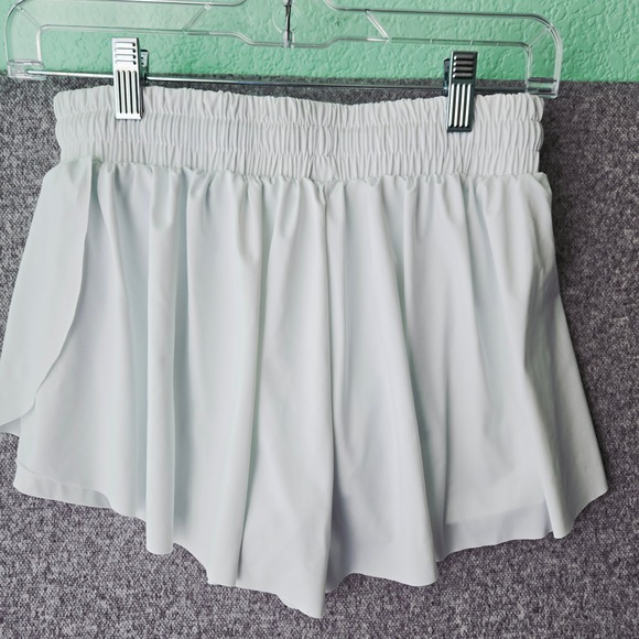 LUOGONGZI White Flowy Athletic Shorts High Waisted Double Layer Workout Skort M - Picture 8 of 10